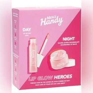 Merci Handy Lip Glow Heroes Set Lip Gloss 0.13 fl oz Nourishing Lip Balm 10g NIB